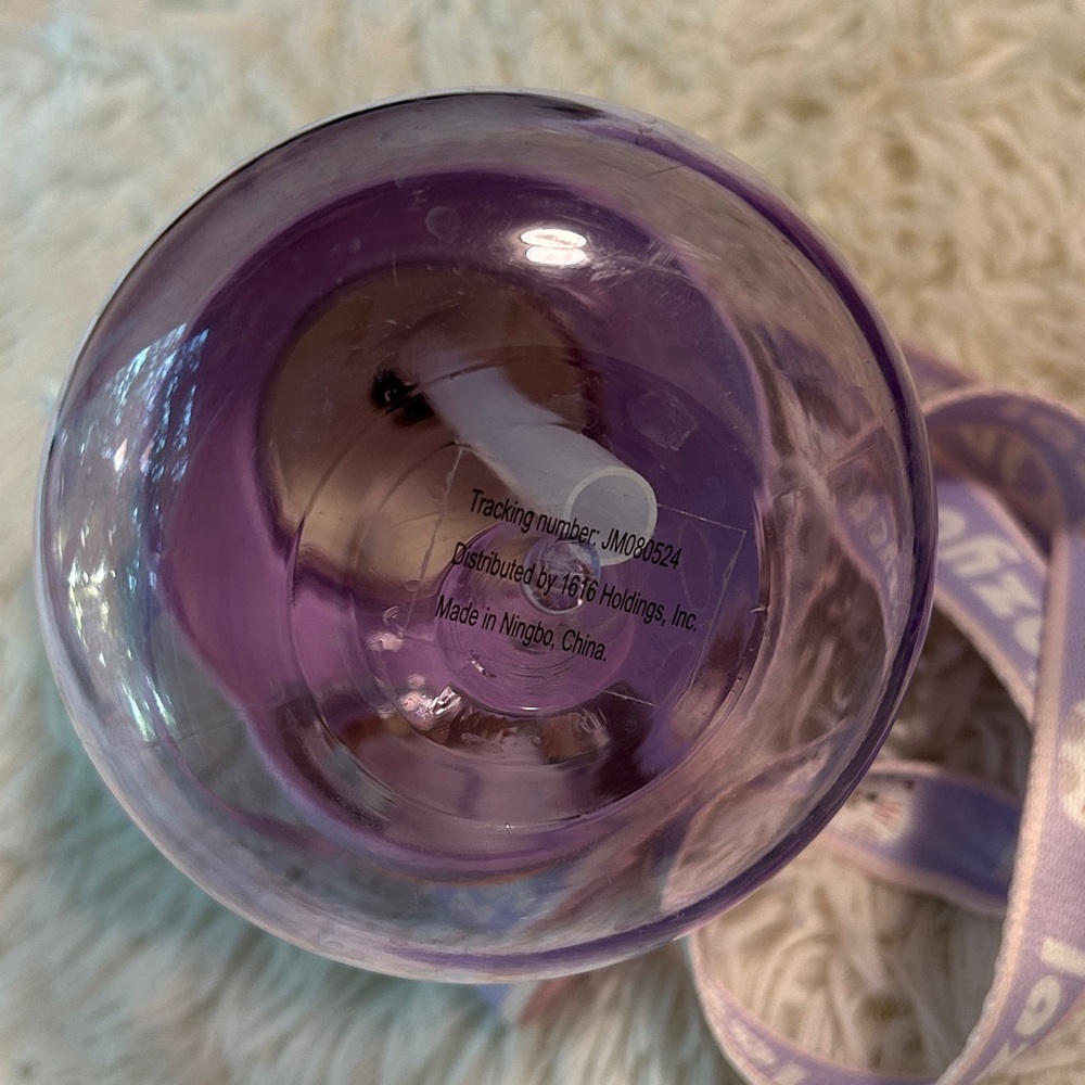 Cat Water Bottle 27oz. With handle and adjustable strap-Purple - White. Lazycat - Picture 8 of 12